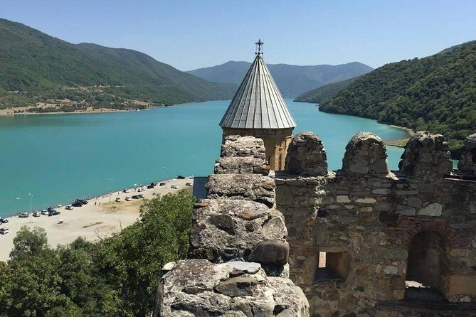 Caucasus mountains full day Private Tour Ananuri-Gudauri-Kazbegi - Gergeti Trinity Church: hike or jeep for the Kazbegi viewpoint