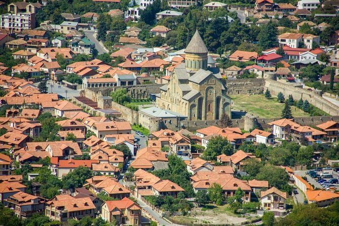 Mtskheta, Jvari, gori, uflistsikhe, history and panorama (group tours) - Jvari Monastery: the hilltop view over Mtskheta